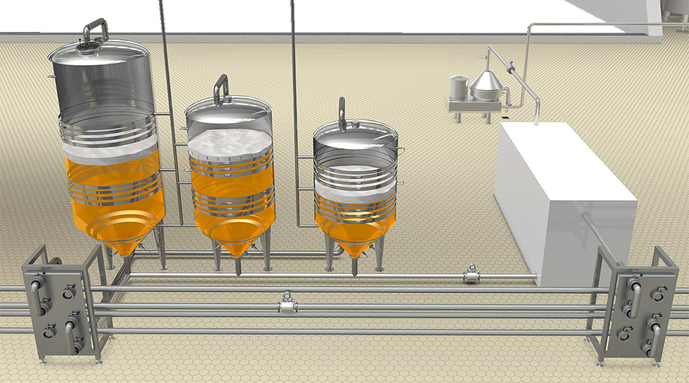 Cold trub separation, aeration and yeast handling 