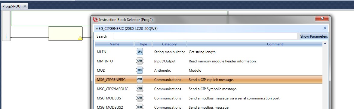 MSG_CIPGENERIC instruction block selector