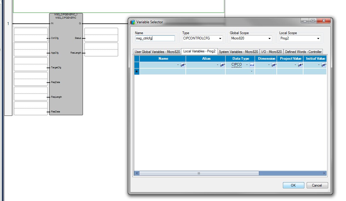 MSG_CIPGENERIC input variables