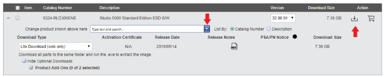 Select software version and download